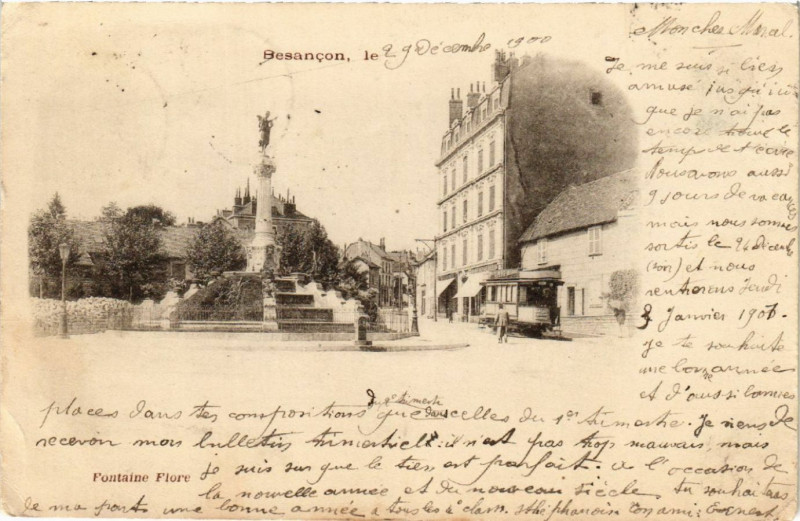 Carte postale ancienne Besancon - Fontaine Flore à Besançon