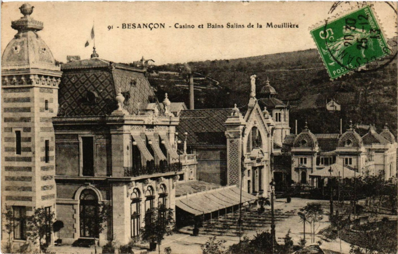 Carte postale ancienne Besancon - Casino et Bains Salins de la Mouilliere à Besançon