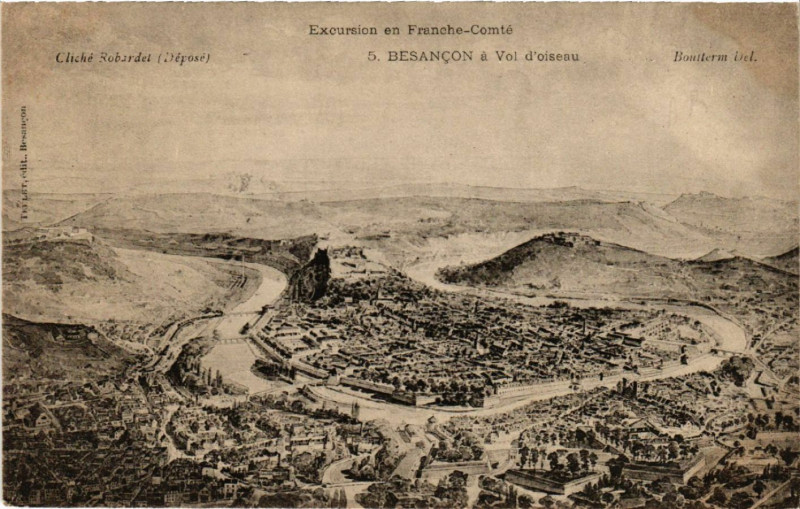 Carte postale ancienne Besancon - Besancon a Vol d'oiseau à Besançon