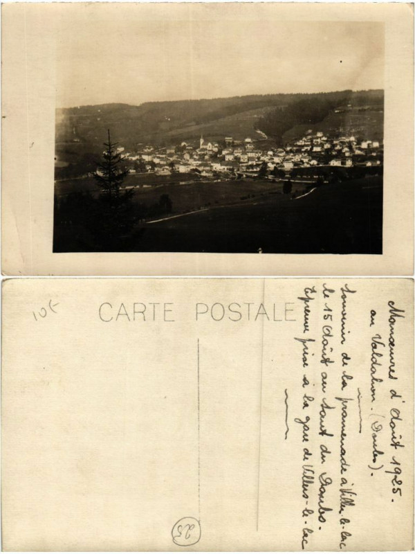 Carte postale ancienne Carte photo Manoeuvres d'Aout 1925. gare de Villers-le-Lac à Villers-le-Lac