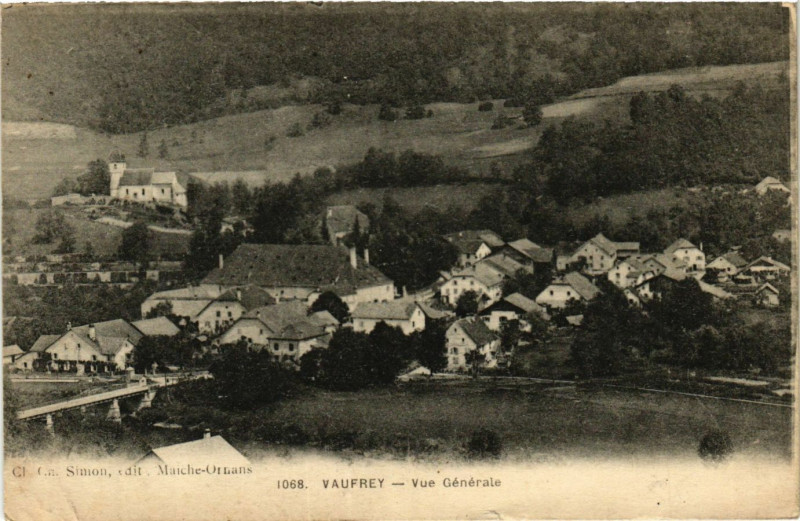 Carte postale ancienne Vaufrey - Vue générale à Vaufrey