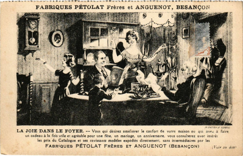 Carte postale ancienne Fabriques Petolat - Freres et Anguenot - Besancon - La Joie dans le à Besançon