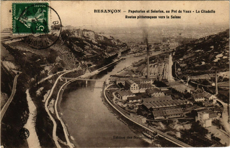 Carte postale ancienne Besancon - Papeteries et Soleries au Pre de Vaux à Besançon