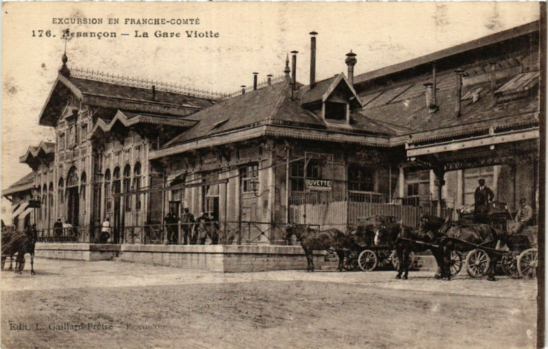 Carte postale ancienne Besancon - La Gare Viotte à Besançon
