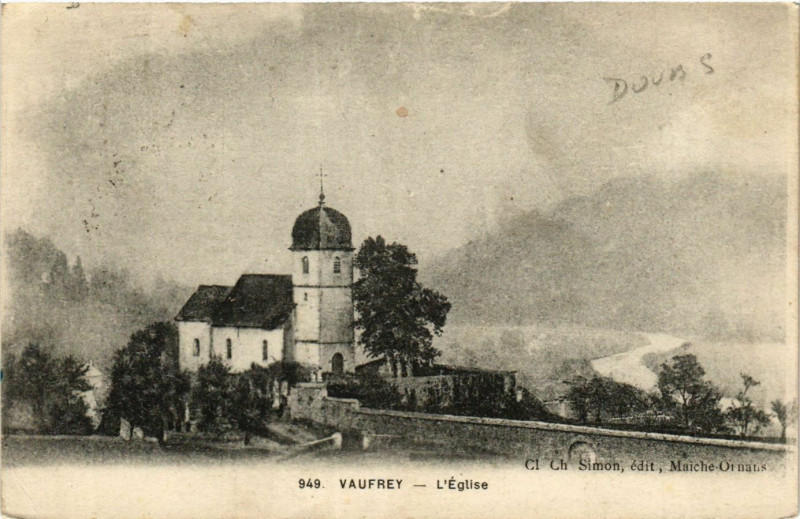 Carte postale ancienne Vaufrey - L'Eglise à Vaufrey