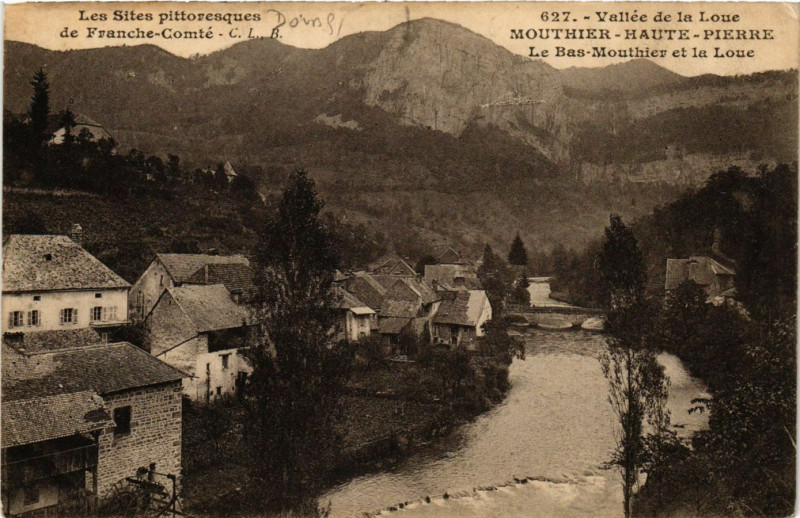 Carte postale ancienne Vallée de la Loue - Mouthier-Haute-Pierre - Le Bas Mouthier et le L à Mouthier-Haute-Pierre