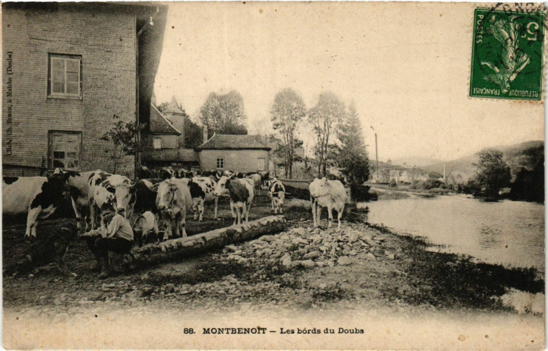 Carte postale ancienne Montbenoit - Les bords du Doubs à Montbenoît