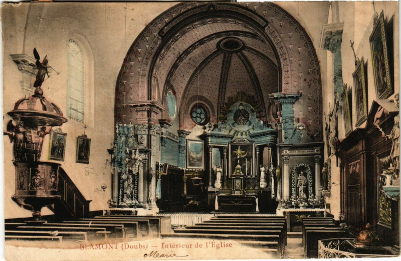 Carte postale ancienne Blamont - Interieur de l'Eglise à Blamont