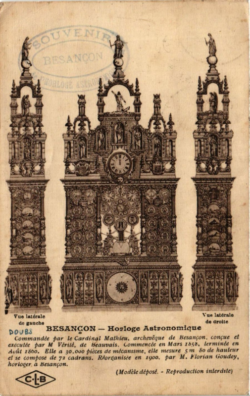 Carte postale ancienne Besancon - Horloge Astronomique à Besançon