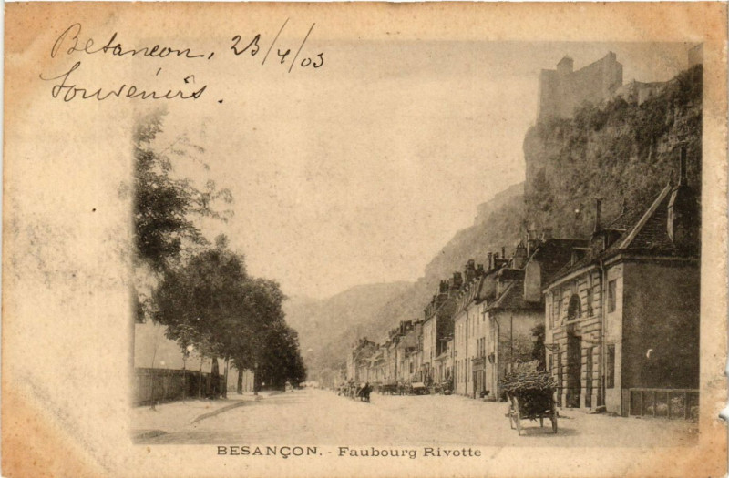 Carte postale ancienne Besancon - Faubourg Rivotte à Besançon