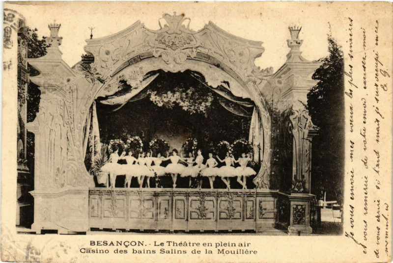 Carte postale ancienne Besancon - Le Théatre en plein air. Casino des bains Salins de... à Besançon