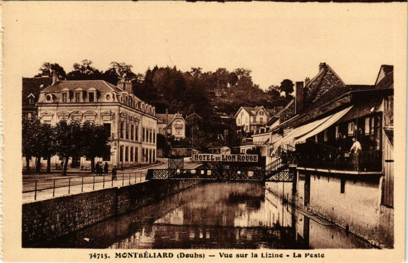 Carte postale ancienne Montbeliard - Vue sur la Lizine - La Peste à Montbéliard