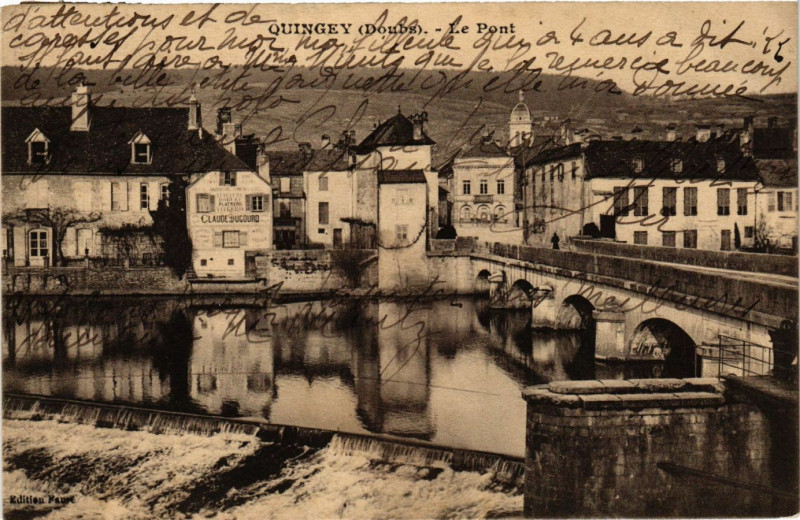 Carte postale ancienne Quingey - Le Pont à Quingey