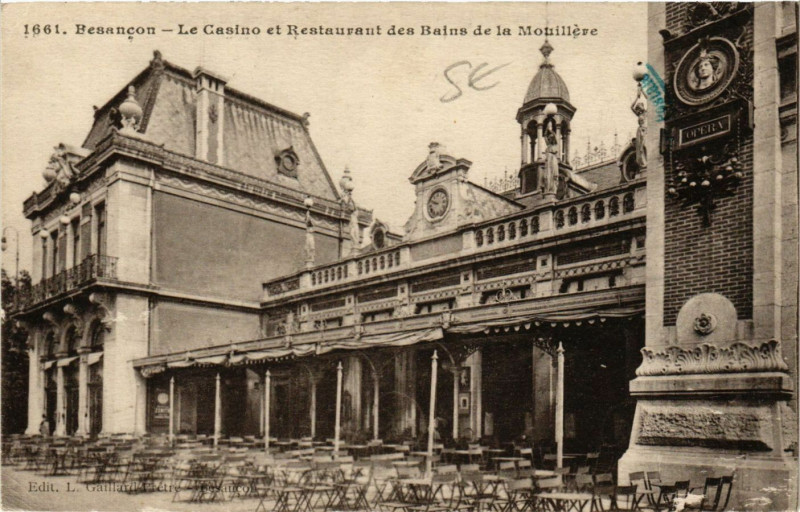Carte postale ancienne Besancon - Le Casino et Restaurant des Bains de la Mouillere à Besançon