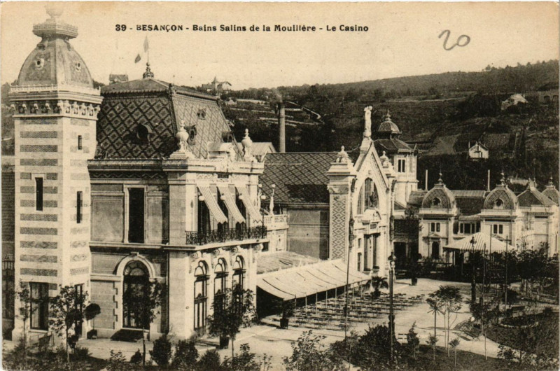 Carte postale ancienne Besancon - Bains Salins de la Mouillere - Le Casino à Besançon