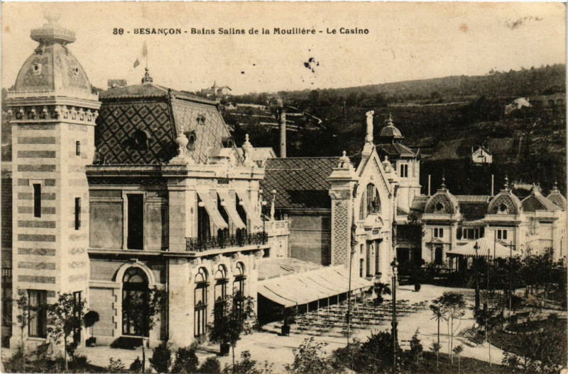 Carte postale ancienne Besancon - Bains Salins de la Mouillere - Le Casino à Besançon