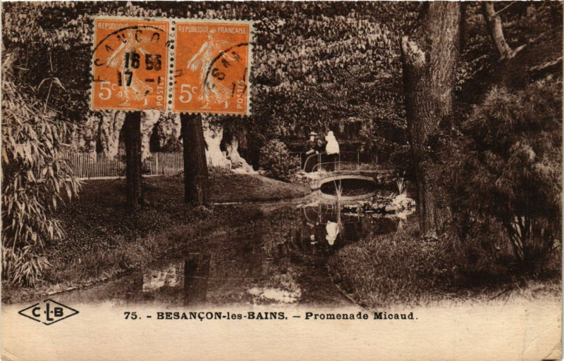 Carte postale ancienne Besancon-les-Bains - Promenade Micaud à Besançon