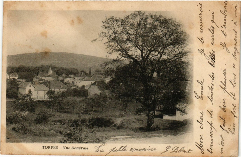 Carte postale ancienne Torpes - Vue Générale à Torpes