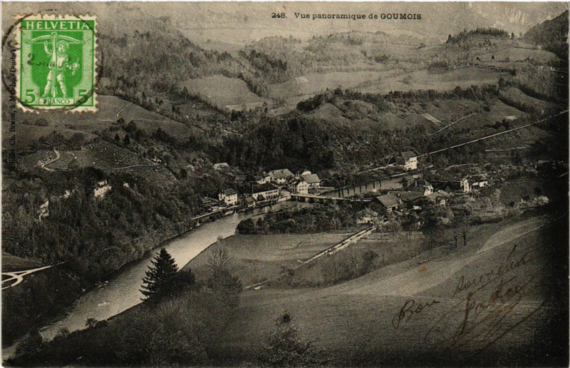 Carte postale ancienne Vue panoramique de Goumois à Goumois