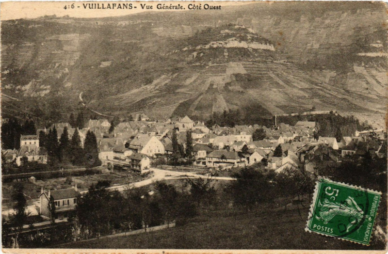 Carte postale ancienne Vuillafans - Vue générale Coté Ouest à Vuillafans