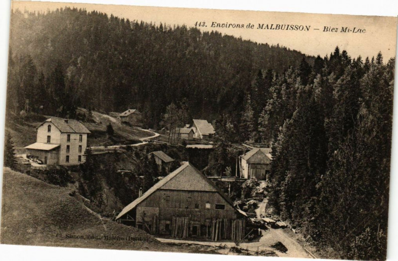 Carte postale ancienne Environs de Malbuisson - Biez Mi-Lac à Malbuisson