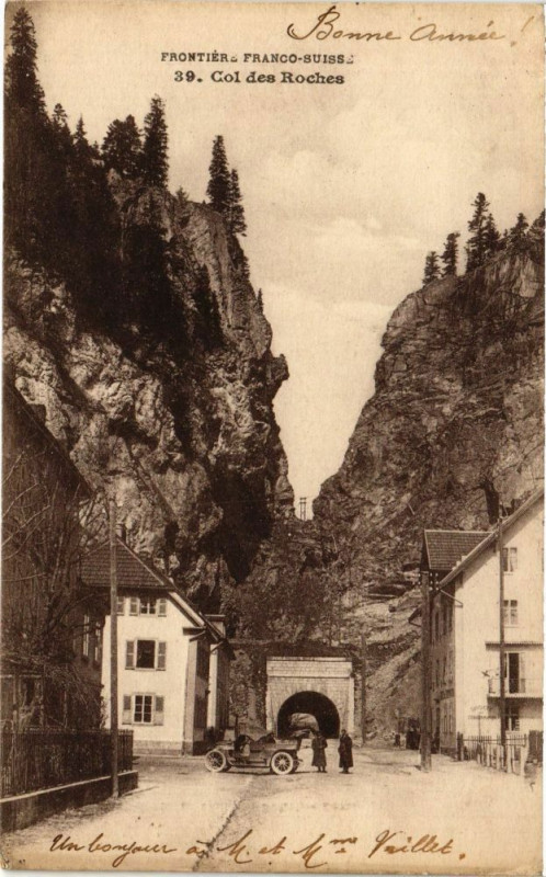 Carte postale ancienne Frontiere Franco-Suisse - Col des Roches