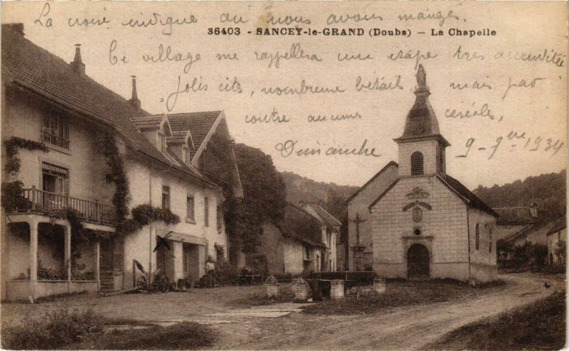 Carte postale ancienne Sancey-le Grand - La Chapelle à Sancey