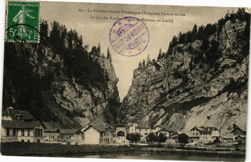 Carte postale ancienne Col des Roches (Route des Morteau au Locle) à Morteau
