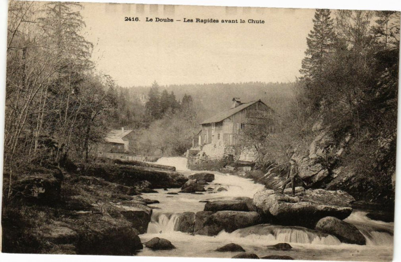 Carte postale ancienne Le Doubs - Les Rapides avant la Chute à Doubs