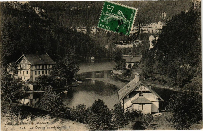 Carte postale ancienne Le Doubs avant sa chute à Doubs