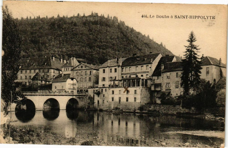 Carte postale ancienne Le Doubs a Saint-Hippolyte à Doubs