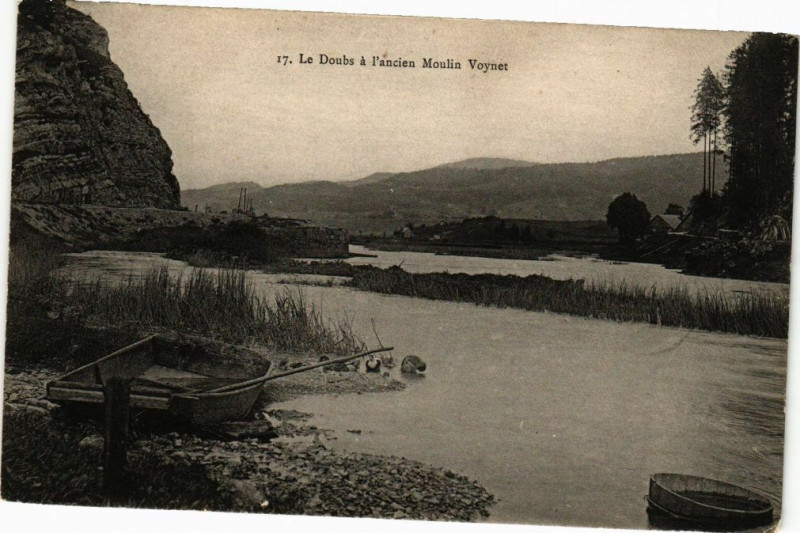 Carte postale ancienne Le Doubs a l'ancien Moulin Voynet à Doubs