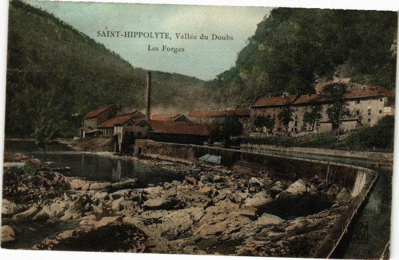 Carte postale ancienne Saint-Hippolyte - Vallée du Doubs - Les Forges à Saint-Hippolyte