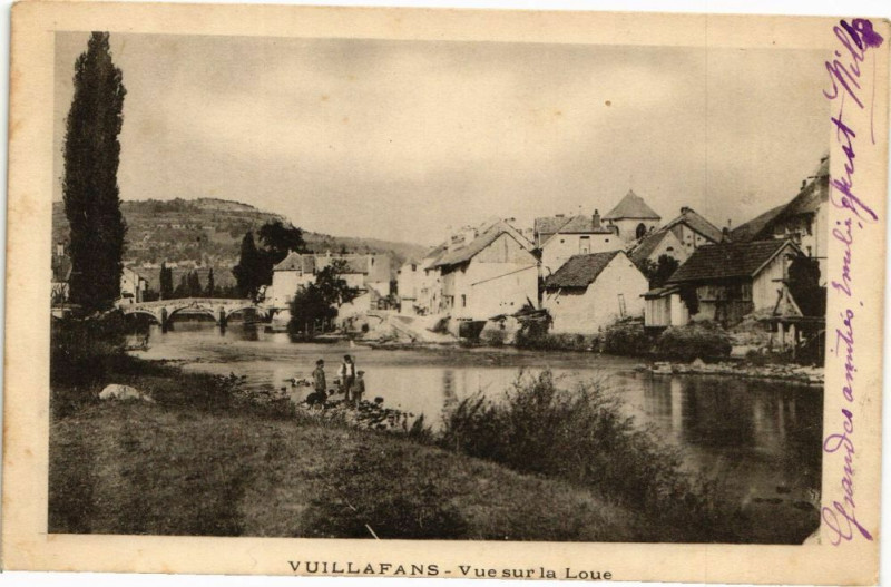 Carte postale ancienne Vuillafans - Vue sur la Loue à Vuillafans