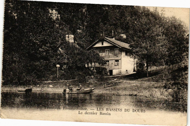 Carte postale ancienne Frontiere Franco-Suisse - Les Bassins du Doubs - Le dernier Bassin à Doubs