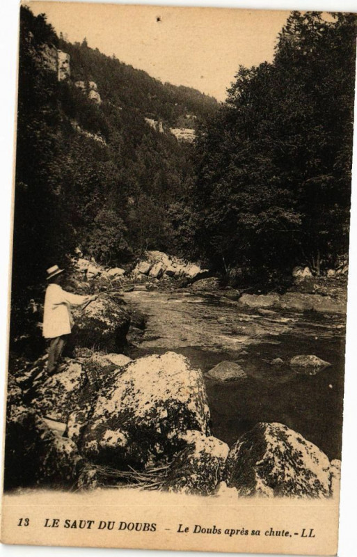Carte postale ancienne Le Saut du Doubs - Le Doubs aprés sa chute à Doubs