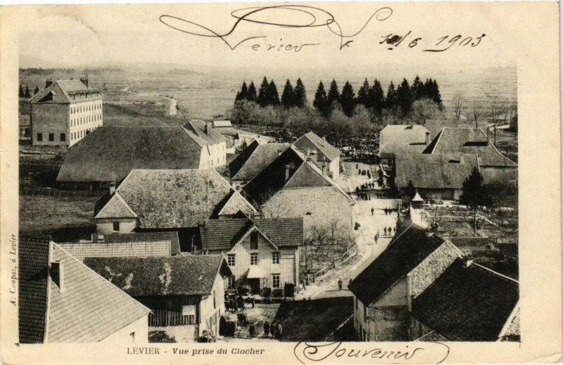 Carte postale ancienne Levier - Vue prise du Clocher à Levier