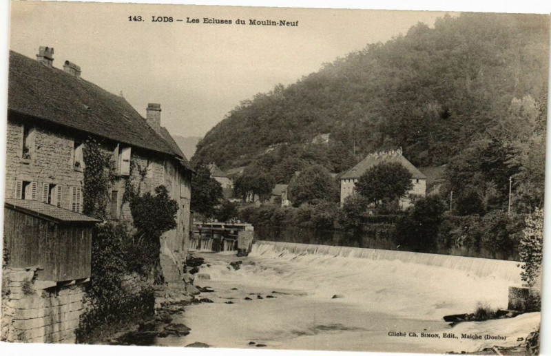 Carte postale ancienne Lods - Les Ecluses du Moulin - Neuf à Lods