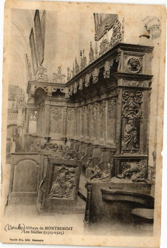Carte postale ancienne Abbaye de Montbenoit - Les Stalles (1523-1525) à Montbenoît