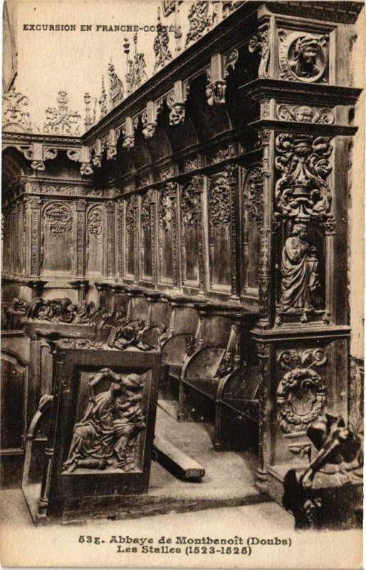 Carte postale ancienne Abbaye de Montbenoit - Les Stalles (1523-1525) à Montbenoît
