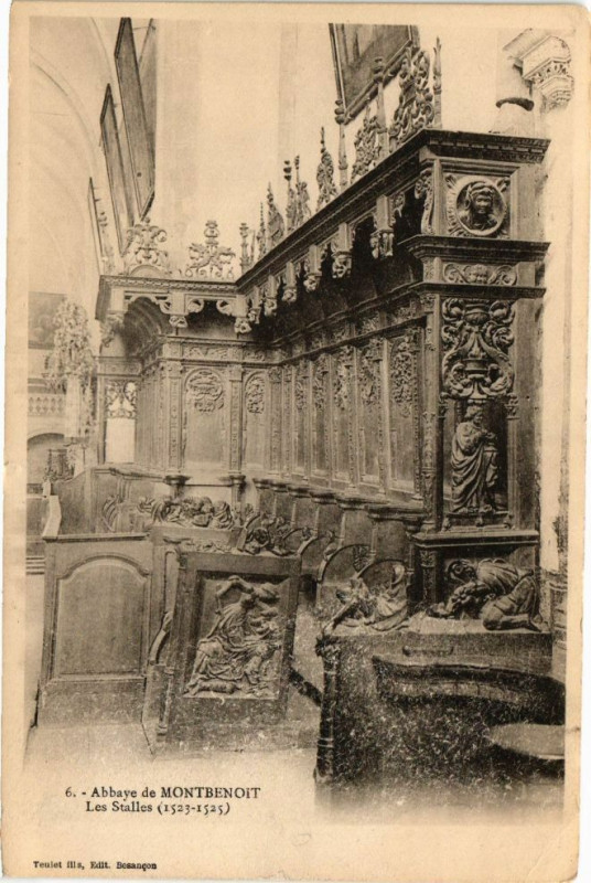 Carte postale ancienne Abbaye de Montbenoit - Les Stalles (1523-1525) à Montbenoît