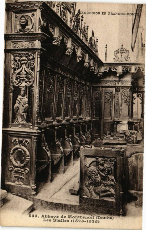 Carte postale ancienne Abbaye de Montbenoit - Les Stalles (1523-1525) à Montbenoît