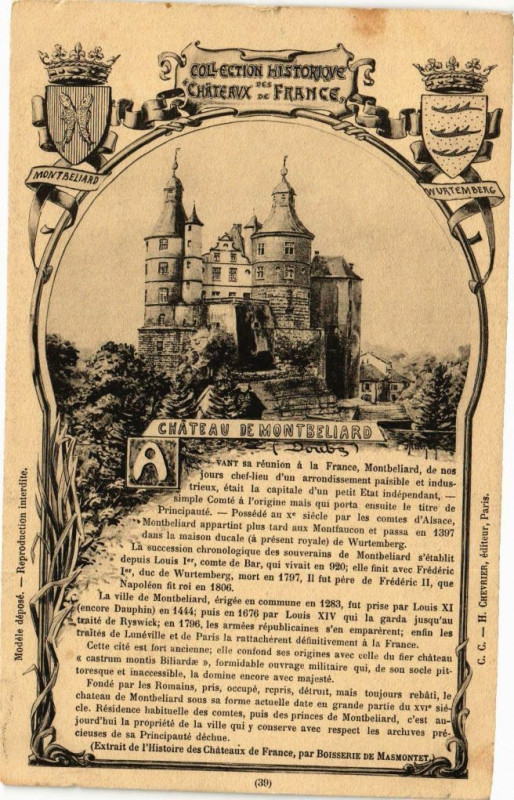 Carte postale ancienne Collection Historique - Chateaux de France - Chateau de Montbeliard à Montbéliard