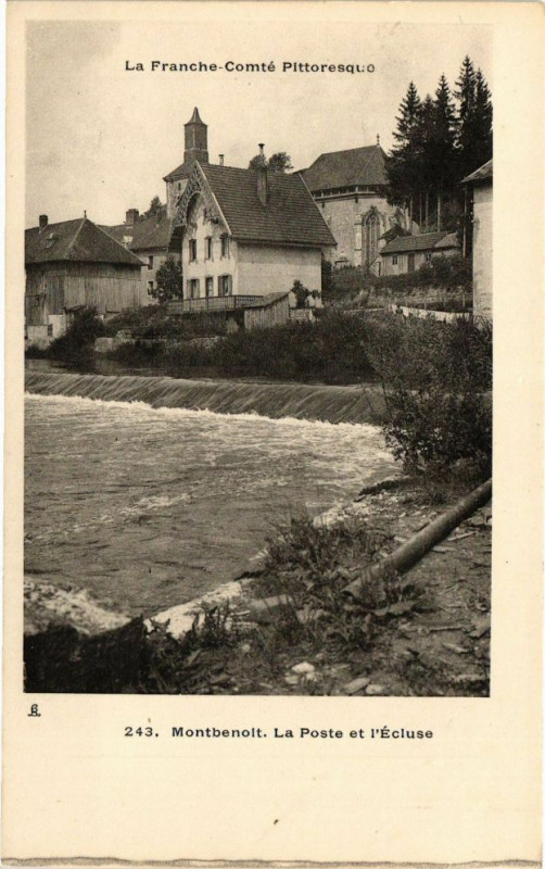 Carte postale ancienne La Franche-Comté Pittoresque - Montbenoit - La Poste et l'Ecluse à Montbenoît