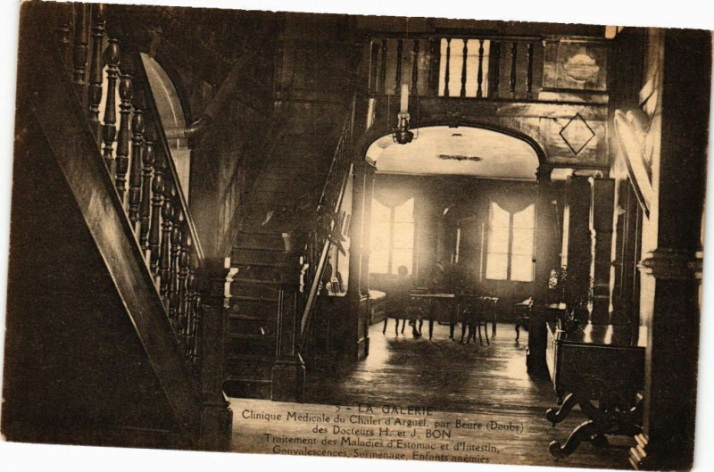 Carte postale ancienne La Galerie - Clinique Médicale du Chalet d'Arguel par Beure à Beure