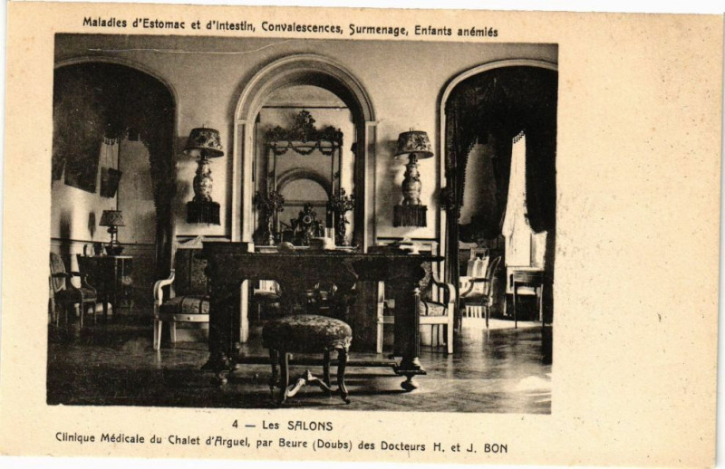 Carte postale ancienne Les Salons - Clinique Médicale du Chalet d'Arguel par Beure à Beure
