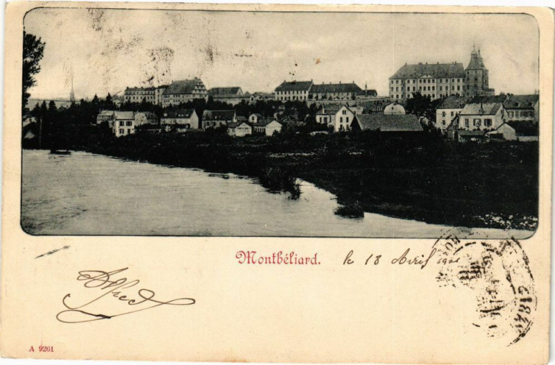 Carte postale ancienne Montbeliard - le 18 Avril 1901 à Montbéliard