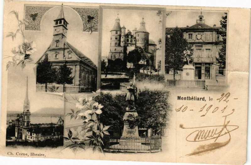 Carte postale ancienne Montbeliard le 22-10-1901 à Montbéliard