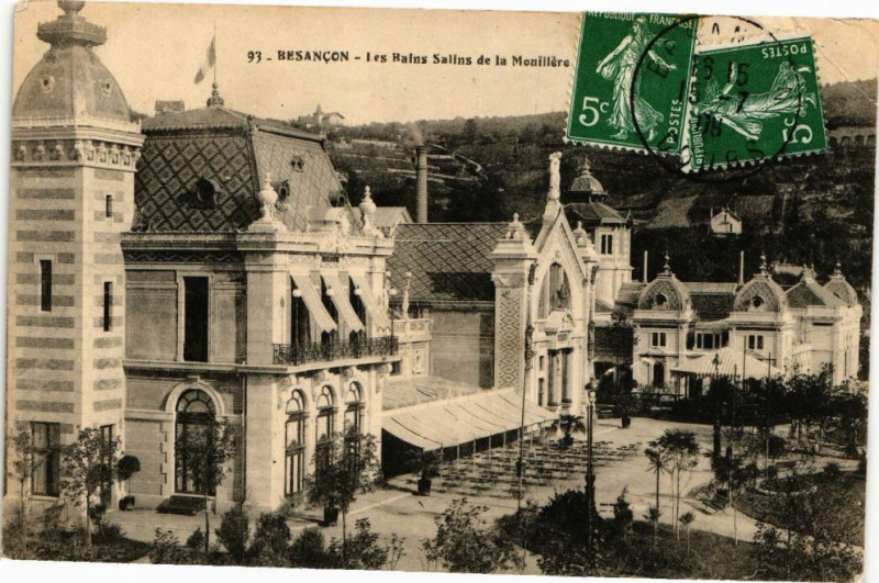 Carte postale ancienne Besancon - Les Bains Salins de la Movillere à Besançon