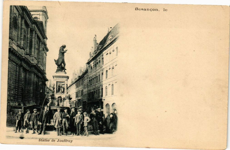 Carte postale ancienne Besancon le .. Statue de Jouffroy à Besançon